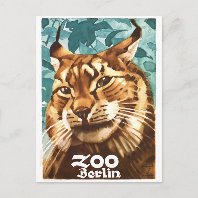 1930 Ludwig Hohlwein Berlin Zoo Lynx Poster Postcard (Front)