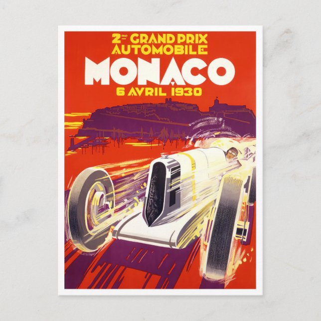 1930 Monaco Grand Prix vintage racing Postcard (Front)