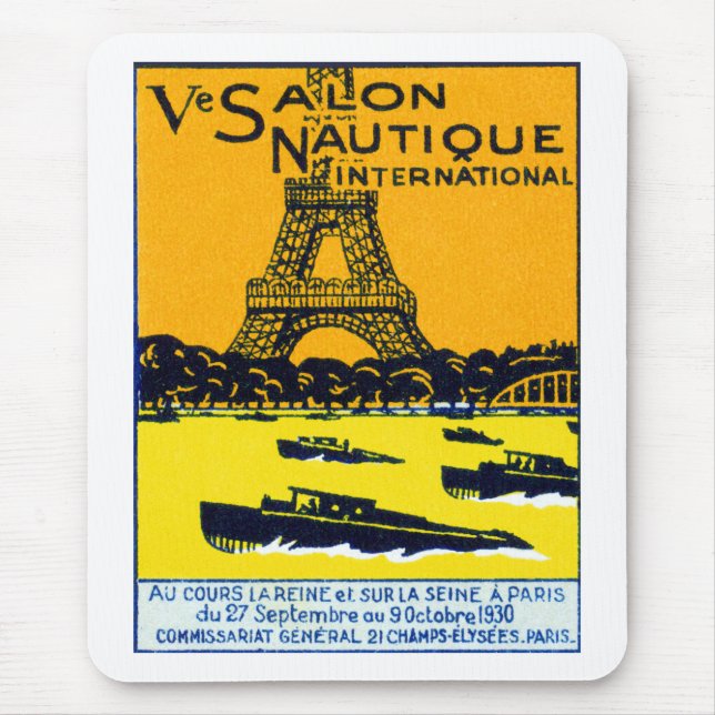 1930 Paris Boat Show Poster Mouse Pad (Front)