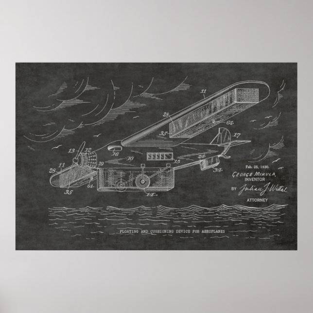 1930 Safety Aeroplane Patent Art Drawing Print (Front)