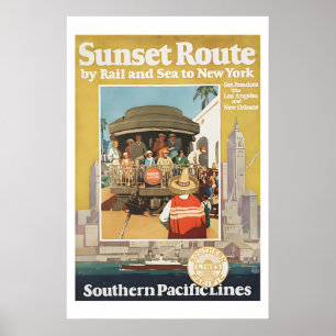1930 Southern Pacific Railroad Sunset Route Poster