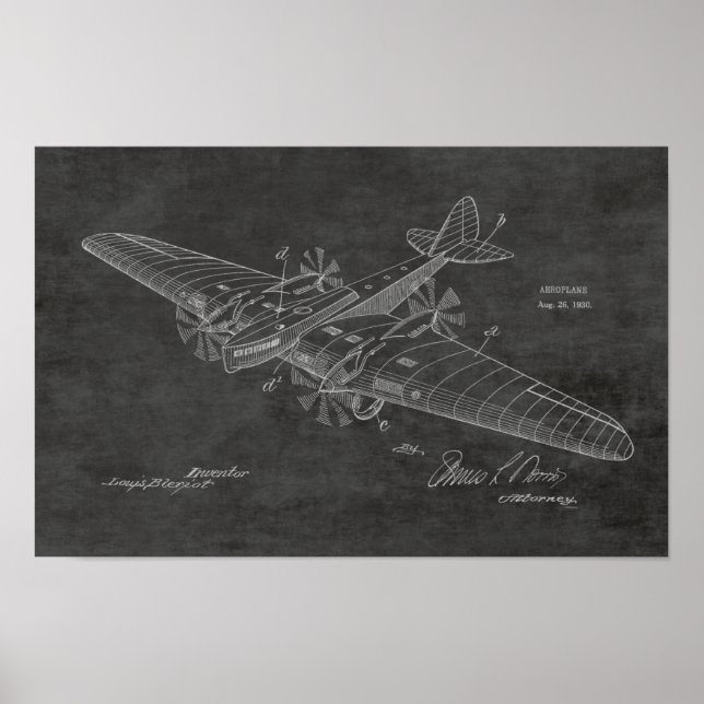 1930 Vintage Boat Aeroplane Patent Drawing Print (Front)