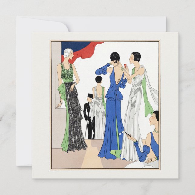 1930 Vintage Women in Evening Gowns  Card (Front)
