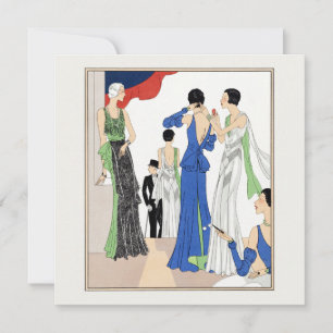 1930 Vintage Women in Evening Gowns Card