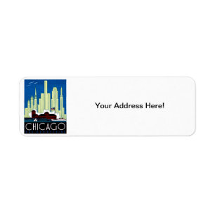 1930 Visit Chicago Poster Return Address Label