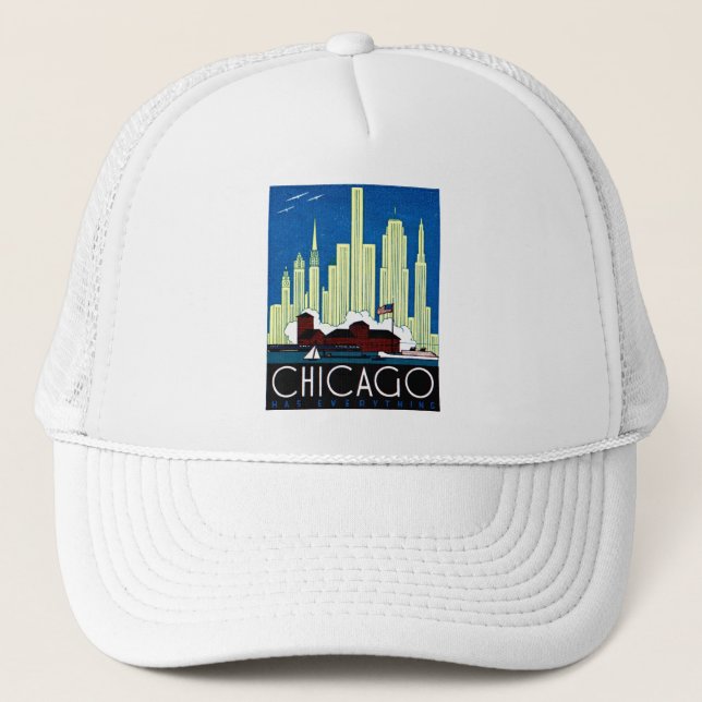 1930 Visit Chicago Poster Trucker Hat (Front)