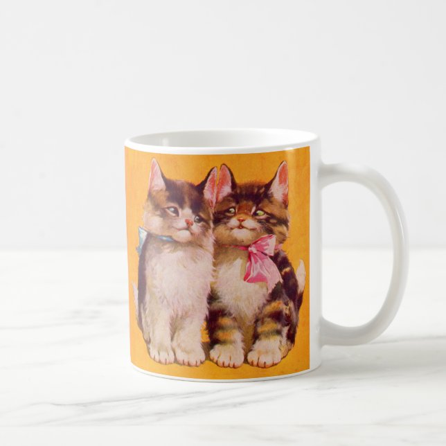 1930s adorable floofy kittens coffee mug (Right)