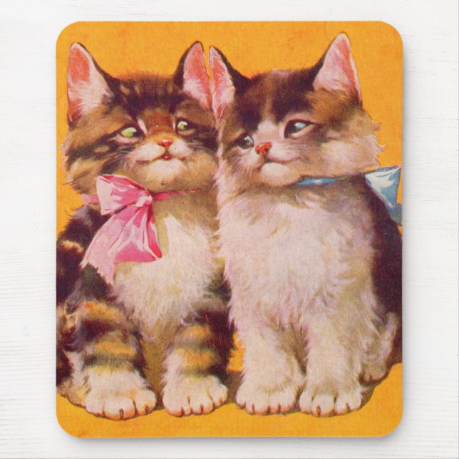 1930s adorable floofy kittens mouse pad (Front)