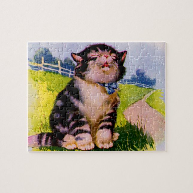 1930s adorable singing kitten jigsaw puzzle (Horizontal)