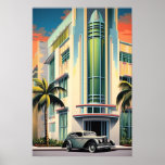 1930s art deco building entrance airbrush art poster<br><div class="desc">Stylised airbrush painting of the entrance area of an art deco building in the 1930s with a roadster parked in front.

Crafted using generative algorithms and Photoshop.</div>