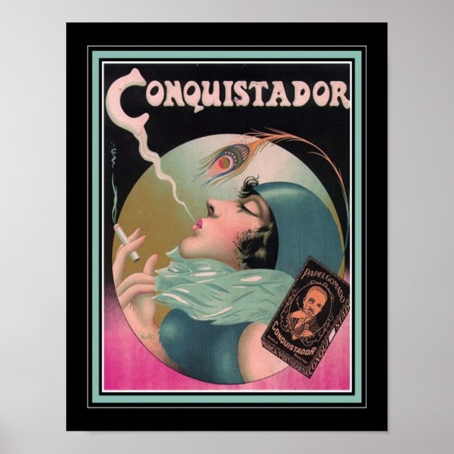 1930's Art Deco Conquistador Cigarette Ad Poster (Front)