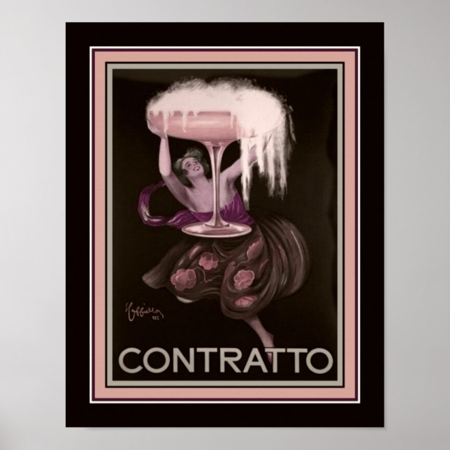 1930's Art Deco Contratto Champagne Ad Poster (Front)