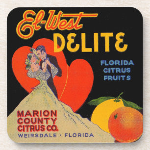 1930s art deco El-West Delite Florida Citrus Fruit Coaster