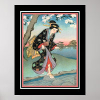 1930s Art Deco "Geisha Crossing a Stream"