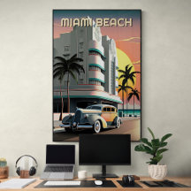 1930s Art Deco Miami Beach Ocean Drive Sunset