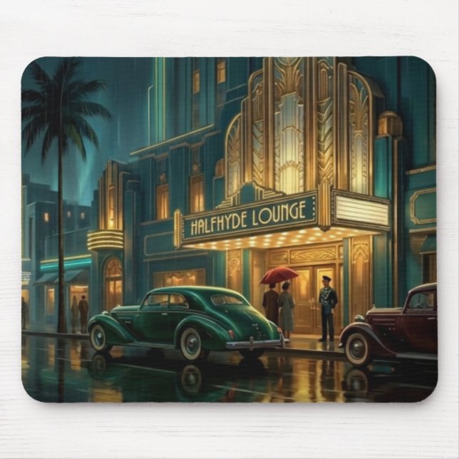 1930's Art Deco Scene Halfhyde Lounge Mouse Pad (Front)