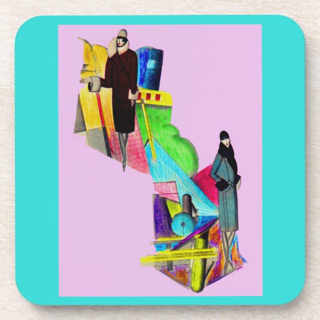 1930s art deco women print coaster (Front)