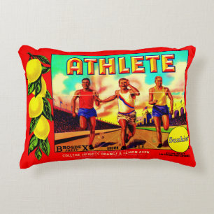 1930s Athlete fruit crate label Decorative Cushion