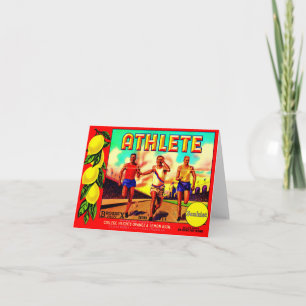 1930s Athlete fruit crate label Note Card