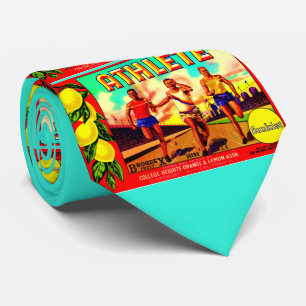 1930s Athlete fruit crate label print Tie