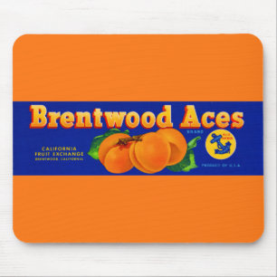1930s Brentwood Aces apricots crate label Mouse Pad