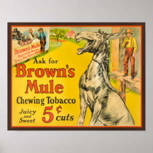 1930's Brown's Mule Chewing Tobacco Poster