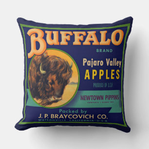 1930s Buffalo Brand Apples crate label print Cushion