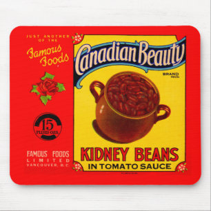 1930s Canadian Beauty kidney beans label Mouse Pad