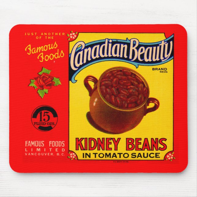 1930s Canadian Beauty kidney beans label Mouse Pad (Front)