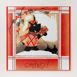 1930s Christmas Scottie dog says ‘Cheerio’ Jigsaw Puzzle