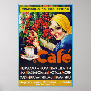 1930s Classic Coffee Vintage Art Poster Rio de