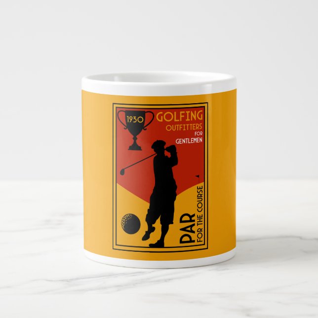 1930's Classic Golf Art Print Large Coffee Mug (Front)