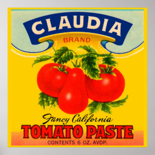 1930s Claudia tomato paste label Poster