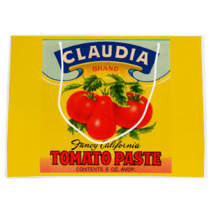 1930s Claudia tomato paste label print Large Gift Bag