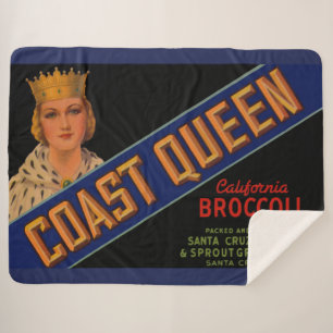 1930s Coast Queen broccoli crate label Sherpa Blanket