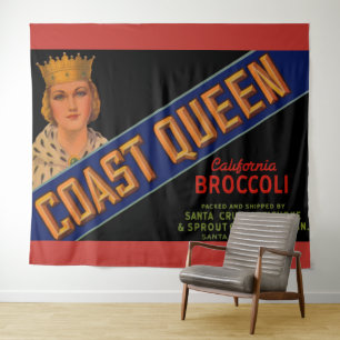 1930s Coast Queen broccoli crate label Tapestry