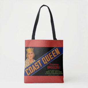 1930s Coast Queen broccoli crate label Tote Bag
