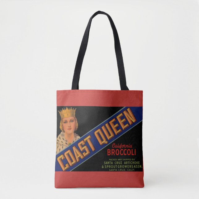 1930s Coast Queen broccoli crate label Tote Bag (Front)
