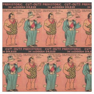 1930s comics cave man paper doll King Guzzle print Fabric