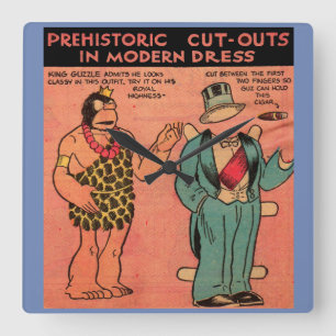 1930s comics cave man paper doll King Guzzle Square Wall Clock