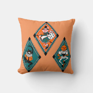 1930s Dancing Halloween Characters Throw Pillow