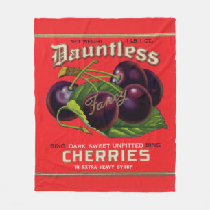 1930s Dauntless Cherries in Heavy Syrup can label Fleece Blanket