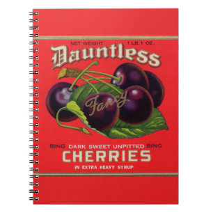 1930s Dauntless Cherries in Heavy Syrup can label Notebook
