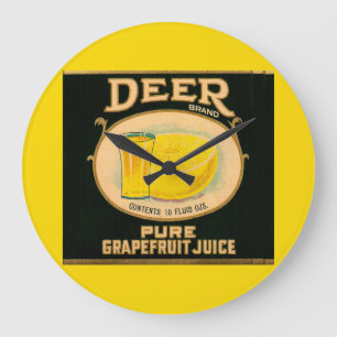 1930s Deer Brand Grapefruit Juice label Large Clock