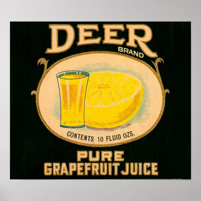 1930s Deer Brand Grapefruit Juice label Poster (Front)