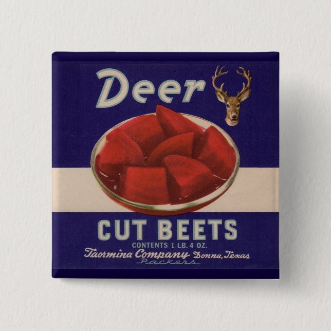 1930s Deer Cut Beets can label 15 Cm Square Badge (Front)