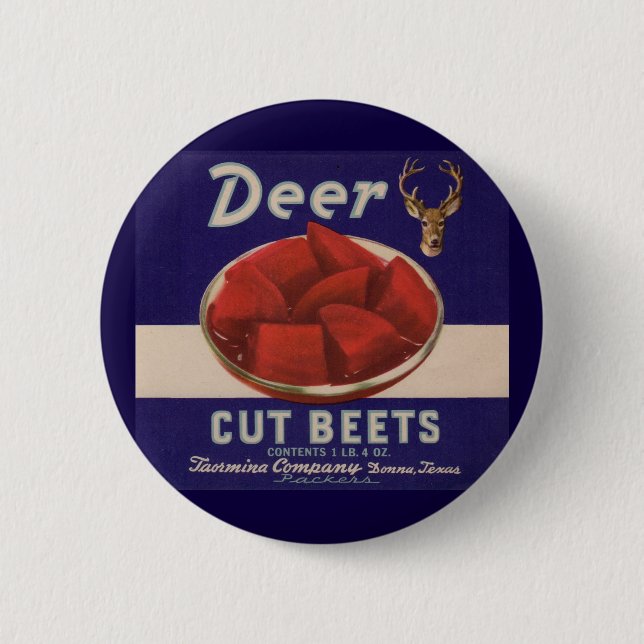 1930s Deer Cut Beets can label 6 Cm Round Badge (Front)