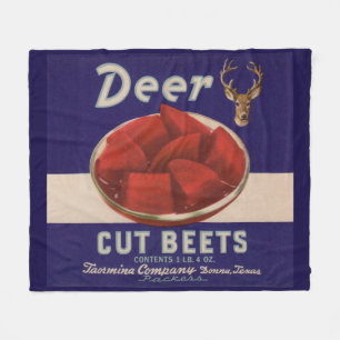 1930s Deer Cut Beets can label Fleece Blanket