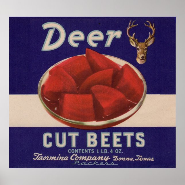 1930s Deer Cut Beets can label Poster (Front)