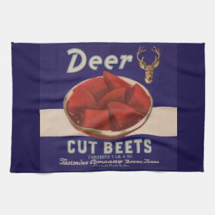 1930s Deer Cut Beets can label Tea Towel